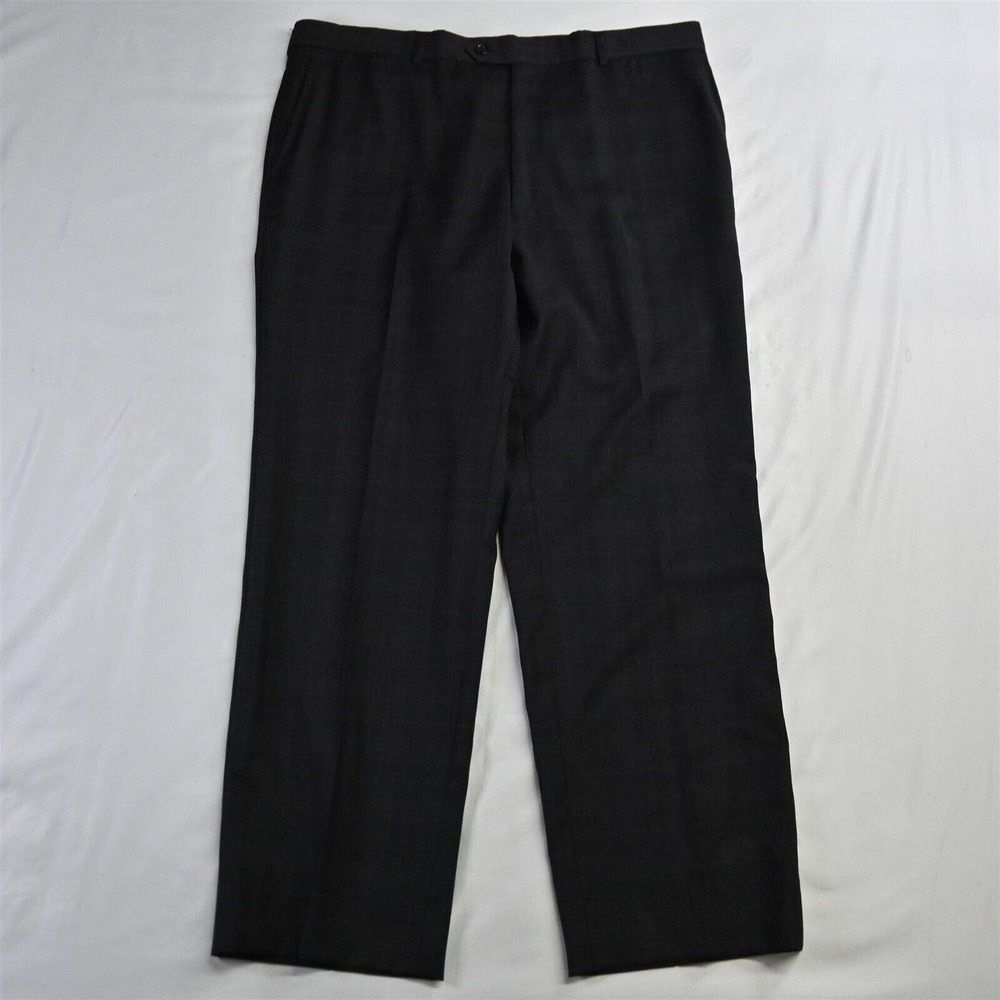 Byron 38 x 30‎ Gray Glenn Plaid Straight Wool Mens Dress Pants